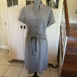 Buttoned Gray Dress + Belt by PERCEPTIONS, Size 18